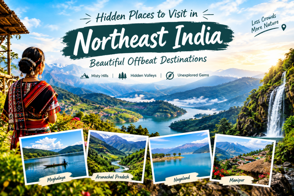 `Hidden places in Northeast India with scenic mountains, lakes and waterfalls`